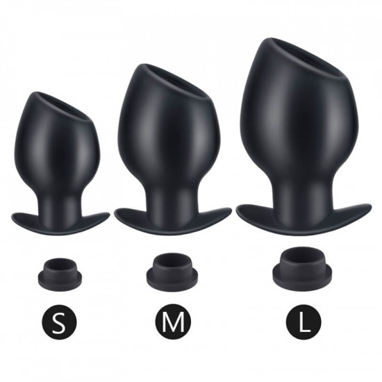 silicone hollow anal plug for gay anus expanding cleaning bdsm toys