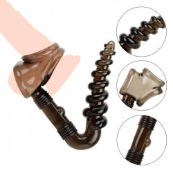 silicone penis ring ball stretcher sex toy with anal beads
