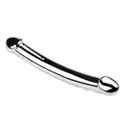 silver dildo double headed anal metal dildo