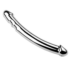 silver dildo double headed anal metal dildo