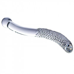 smooth threaded double head glass dildo