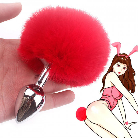 smooth bunny tail anal fox butt plug sex toy