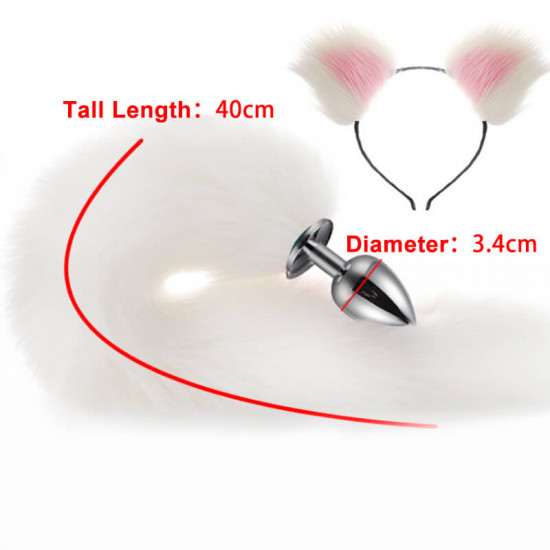 soft cat ears fox tail anal plug with cute cosplay accessories