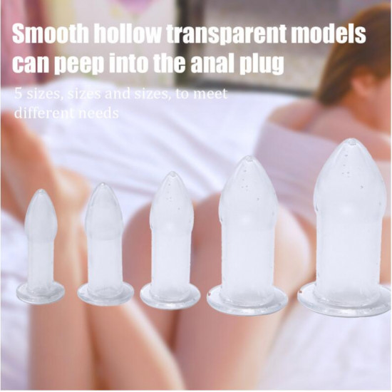 soft silicone 5 size hollow butt plug anal sex toy