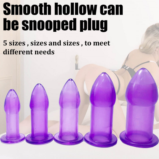 soft silicone 5 size hollow butt plug anal sex toy