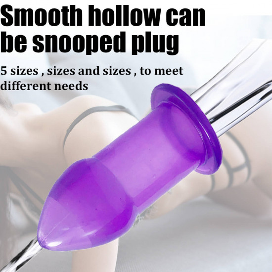 soft silicone 5 size hollow butt plug anal sex toy