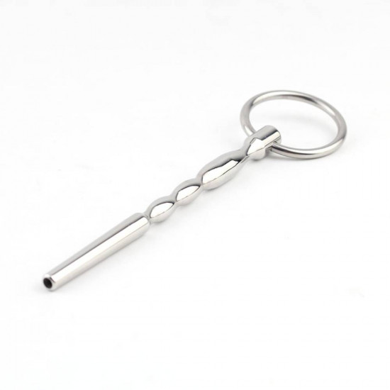 stainless steel cum through penis urethral plug with a glans ring