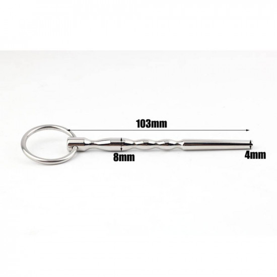 stainless steel cum through penis urethral plug with a glans ring