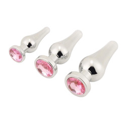 tapered steel anal jeweled kit (3 piece)