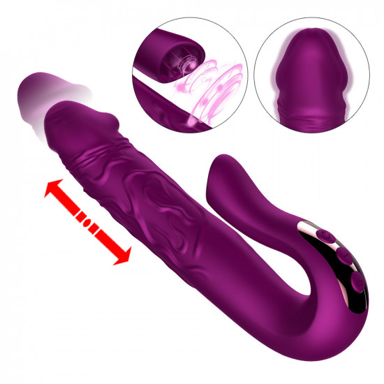 telescopic rotation dildo g-spot clitoris sucker vibrator