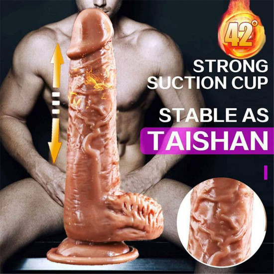 telescopic thrusting heating dildo prostate stimulation vibrator