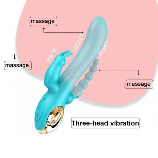 three heads anus vaginal silicone 10-frequency vibrator