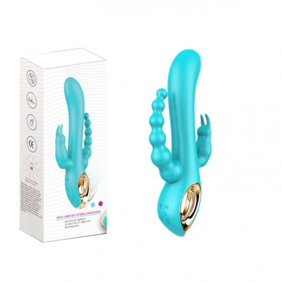 three heads anus vaginal silicone 10-frequency vibrator