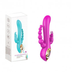 three heads anus vaginal silicone 10-frequency vibrator