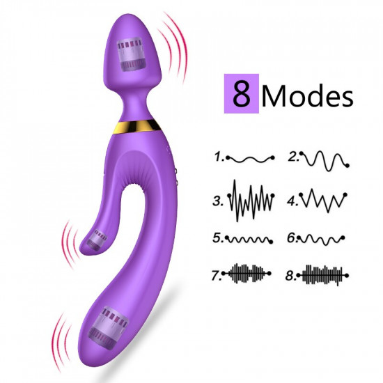 three heads vibration heating usb rechargeable massage vibrator