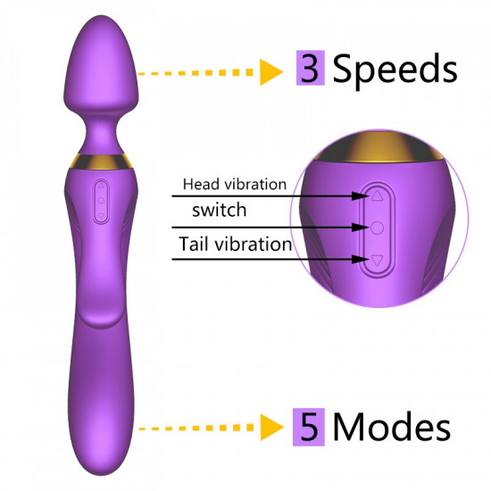 three heads vibration heating usb rechargeable massage vibrator
