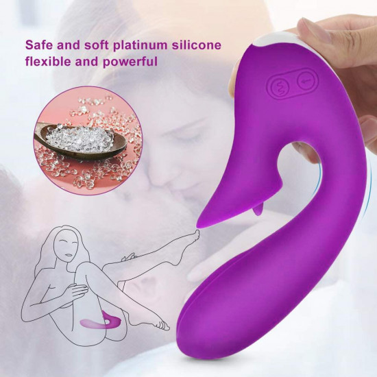 tongue licking sucking two motors vibrator for women