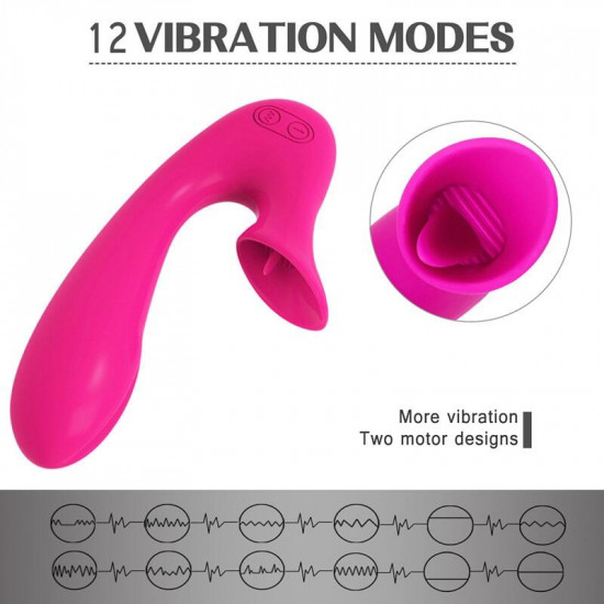 tongue licking sucking two motors vibrator for women