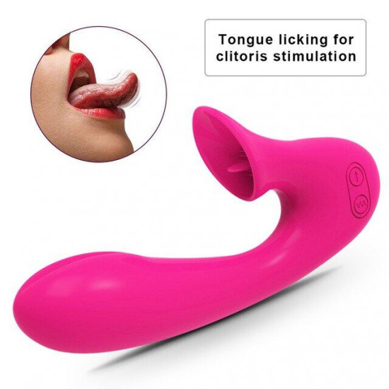 tongue licking sucking two motors vibrator for women