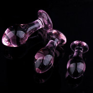 transparent crystal glass pink anal plug for masturbation