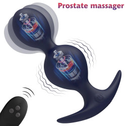 vibrating anal plug prostate massager - remoter control dual anal beads sex toys for men women