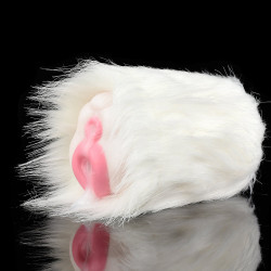 white furry pussy male masturbator - animal vaginal penis masturbation cup sex toy for men